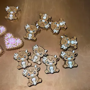 Coffee Highland Cow Straw Topper Adorable Brown Cow Design for Coffee Lovers