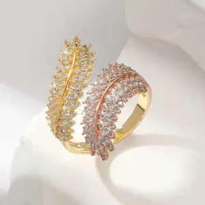 Elegant Feather-Inspired Wrap Ring, Premium Craftsmanship Sparkling Finger Ring, Dainty Everyday Wear Jewelry for Women, Thoughtful Gift for Mom Girlfriend Wife, Versatile Layering Accessory