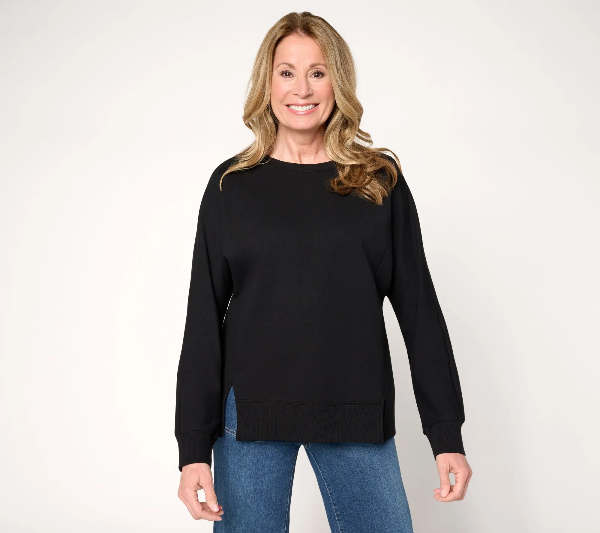 Belle by Kim Gravel French Terry Topstitched Double Vent Top