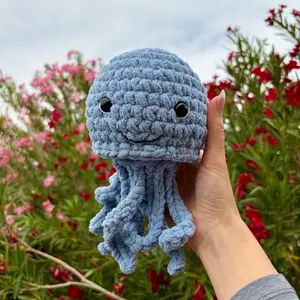 Crochet blue jellyfish plush