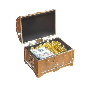 1:6 Vintage Mini Chest – Loaded with Mini Money, Gold Bars & Antique Coins – A Unique Gift for Miniature Fans & Collectors