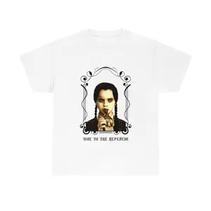 Woe to the republic, Wednesday Addams, Dark fantasy, Wednesday lovers shirt, Gothgirl tee, Gothic print, Macabre, Unisex Heavy Cotton Tee