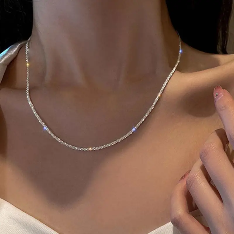 Women's 14 Karat Gold Plated Chevron Necklace - Delicate Double Snake Chain, Sparkling Jewelry with Radiant Finish, Fashionable Gold Plated Necklaces for Women