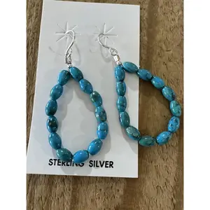 Turquoise Beaded Small Loop Earrings