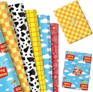 Cowboy Wrapping Paper, Desert-Themed Home & Festive Supplies for DIY Crafts & Birthday Decorations (Party Accessory)