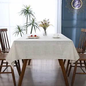 Rectangular Polyester and Linen Tablecloth, Jianye Style Neutral Tablecloth, Suitable for Dining Tables and Country Kitchens