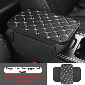 1pc Star Embroidered 3D Comfort PU Leather Car Armrest Pad with Dual Storage Pockets, Universal Center Console Cover, Car Interior Accessories, Multifunctional Car Organizer