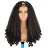 NAYASA V-Part No-Lace Kinky Curly Synthetic Material Wig, 24in 180% Density Full Machine Wig for Black Women, Glueless Wear-and-Go with 4+3 Comb Grip, Bouncy End Curls, 22-22.5in Fit Option