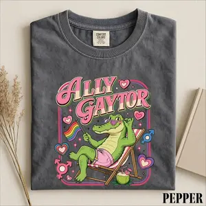 Ally Gator Pride Shirt, Rainbow Flag Alligator Sweatshirt, LGBTQ Supporter Gift, Pride Month Sweater, Comfort Colors T-Shirt