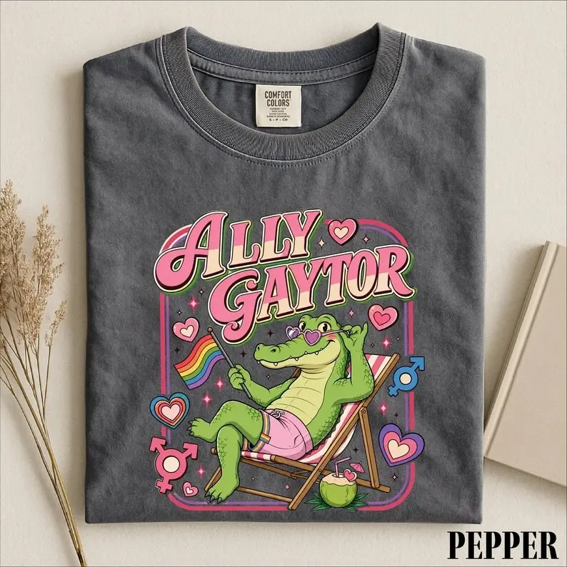 Ally Gator Pride Shirt, Rainbow Flag Alligator Sweatshirt, LGBTQ Supporter Gift, Pride Month Sweater, Comfort Colors T-Shirt