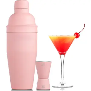 & Craft Matte Pink Bartender Kit – Cocktail Shaker and Jigger Set, 24oz Drink Mixer with Cap – Home Bar Tools for Mixing Cocktails, Martini, Margarita – Sleek Gift for Men & Women
