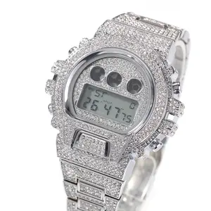 Fully Iced Out Digital Watch Men's Hip Hop Rhinestone Luxury Wrist Watch