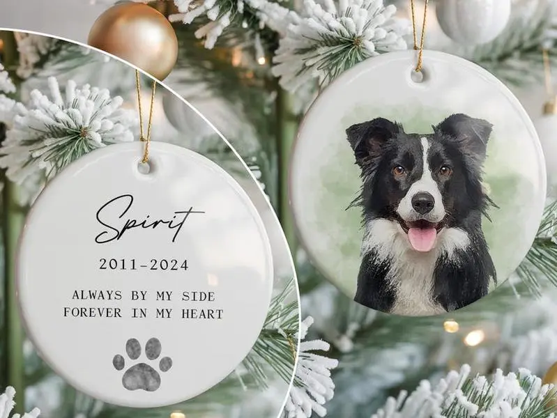 Custom Pet Memorial Ornament – Personalized Pet Portrait Keepsake, Heartfelt Pet Loss Gift, In Loving Memory Christmas Ornament