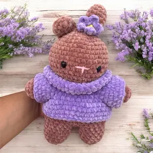 Handmade Bunny In Sweater Crochet Plushie