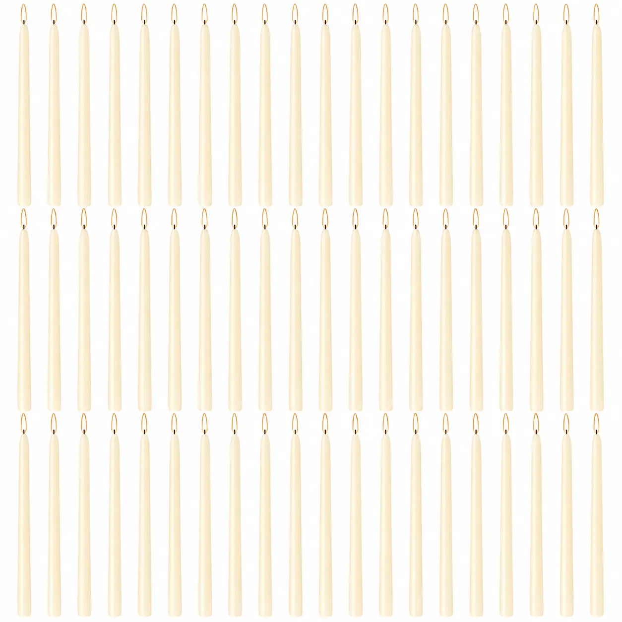 60 Pack Ivory Taper Candles,  Unscented and Smokeless 10 Inch Taper Candles Long Burning, Paraffin Wax with Cotton Wicks for Burning Approxinately 7-8 Hours Time