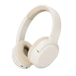 ANC Noise-Canceling Wireless Bluetooth Headset with Long Battery Life for Gaming & Sports in Cream Color