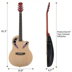 Cutaway FolkGuitar 41 inch Burlywood Acoustic Electric Player Spruce Top Grape Hole Jazz Master God in Affordable Beginner's Kids Set New String Slider Guitar Beginner Kit Extra Light Classical