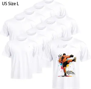 Joyclub 10 PCS Blank T-Shirts for Adults Unisex White Polyester Shirts Sublimation Crew Neck Short Sleeve Team Uniforms