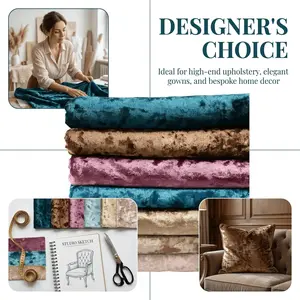 Thick Stretch Gold Velvet Fabric by the Meter, 22 Colors Premium Diamond Velvet for Sofa Cover, Heavy Curtain, Photo Backdrop, Soft & Durable Home Decor Material (0.5M-3M)