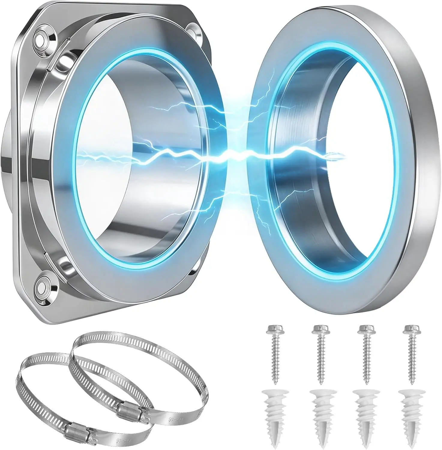 DV180 Magnetic Dryer Vent Coupling, Airtight Magnetic Dryer Vent Connector, Quick Connect Disconnect, Self-Align Strong Magnet, Easy Clean, 2 Clamps Included