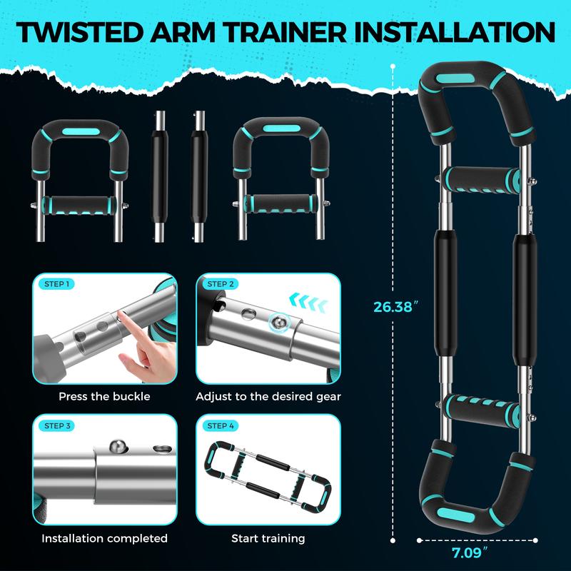 Twister Arm Trainer, Adjustable 5 Resistance Levels (40-130 lbs) Chest & Arm Workout Equipment for Men & Women, Ergonomic Home Gym Strength Trainer with Anti-Slip Handles & Carry Bag detachable design fitness