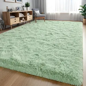 Fluffy Fuzzy Sage-Green Rugs for Bedroom, 4X6 Feet Soft Non Slip Plush Area Rug for Living Room, Kids Room, Indoor Modern Shaggy Rug for Nursery, Dorm, Home Decor No Brand