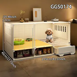 Small Dog Cage Indoor Use, Home Pet Kennel Toilet Combo, Teddy Bichon Dog Fence House, Comfortable Dog Bed for Small Breeds, Escape Proof Kennel