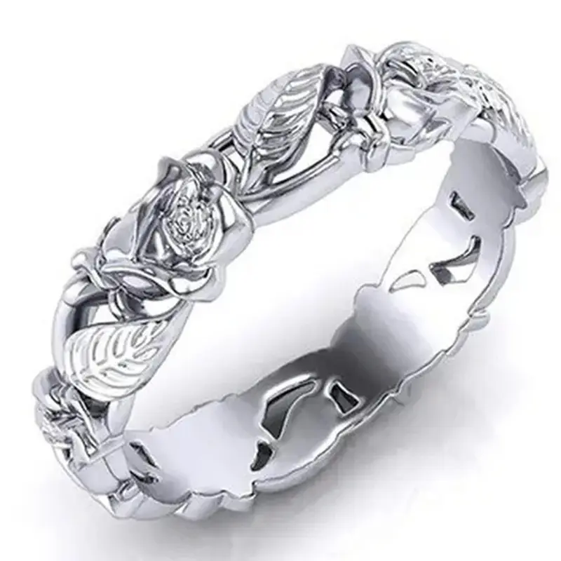 Fashion Rose Flower Design Copper Ring, Elegant Women's Wedding Engagement Bridal Jewelry Gift, Fashion Streetwear All-match Goth Accessory, Marriage Ring, Bridal Rings, Beautiful Rings
