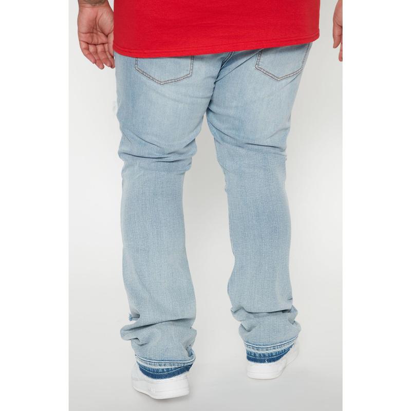 Through It Ripped Skinny Flared Jeans - Vintage Blue Wash