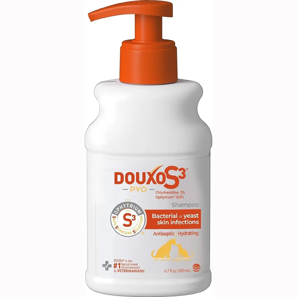 Douxo S3 PYO Medicated Dog Shampoo with 3% Chlorhexidine for Dogs – Antibacterial & Antiseptic Yeast Infection Treatment For Dogs & Cats, Clinically Proven, 6.7 fl oz