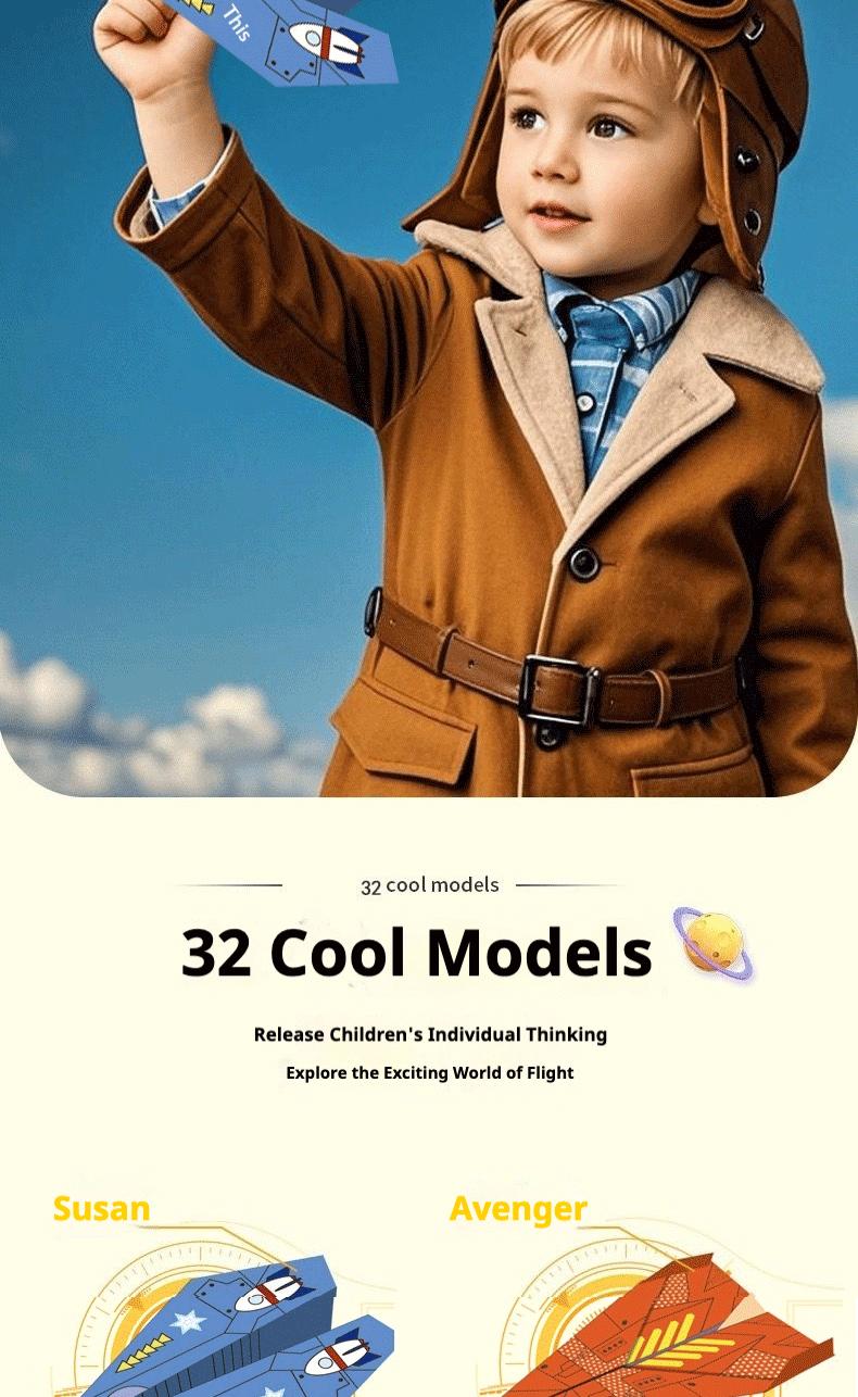 DIY Paper Airplane Book, 16 Creative Folding Paper Planes with 32 Sheets of Colorful Origami Paper, Arts & Crafts Kit with Video Tutorials – Gifts for Boys and Girls Ages 6–12+ 10.3*8.1 inches