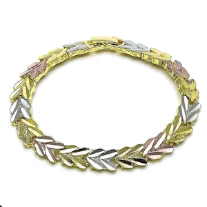 Gold filled tricolor heart design solid bracelet 7’