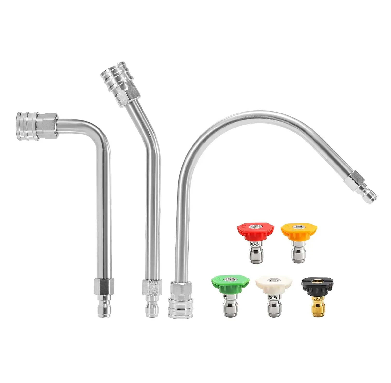 Pressure Washer Extension Wand-30°, 90°, 120° Gutter Cleaner Attachment Kit with 5 Nozzle Tips, 1/4" Quick Connect, High Power Washer Lance for Roof, Deck, Car, Gutters, 4000 PSI