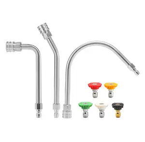 Pressure Washer Extension Wand-30°, 90°, 120° Gutter Cleaner Attachment Kit with 5 Nozzle Tips, 1/4" Quick Connect, High Power Washer Lance for Roof, Deck, Car, Gutters, 4000 PSI