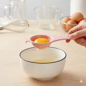 Easy Clean Egg Separator Tool, Dual-Layer Filter Design for No Mess. Anti-Slip Kitchen Baking Gadget, Efficient Yolk White Separator for Home Baking, DIY Cake Decorating Accessory to Boost Your Cooking Efficiency.