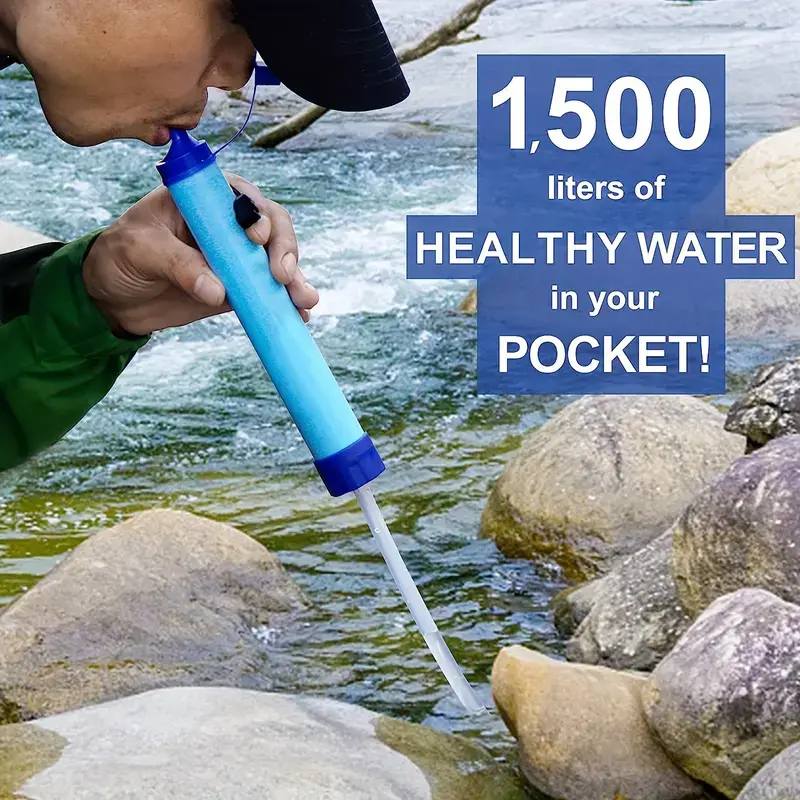 Survival Water Filter Straw Set Emergency Water Filter Straws Portable Filtering System for Safe Drinking, Camping Hiking Emergency Preparedness Essential Gear