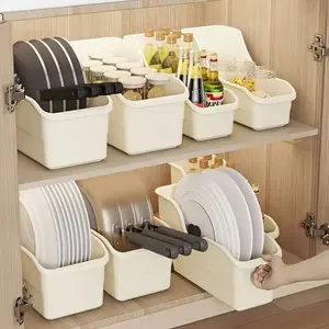 Large Capacity Rolling Drain Storage Organizer, Each Container Has 2 Wheels, Kitchen Cabinet Drawer Rack, Multi-Purpose Plastic Sliding Drawers