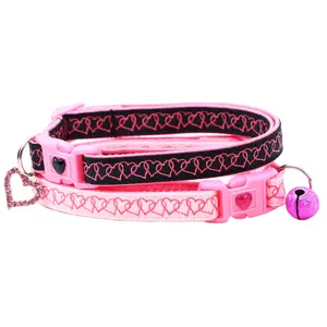 Linked Hearts Safety Handmade Cat Collar by Pugs2Persians with Matching Jingle Bell & Charm Valentines Day Spring Holiday