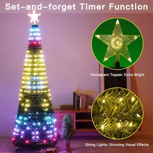 MIMIRGB Smart Christmas Tree Lights APP & Remote Control RGB Color-Changing Light String Timer Music Sync for Holiday Party Decorations Easy Installation Magical