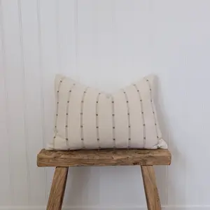Ada Stripe Pillow Cover - Cream Linen with Rust Stripes - All Seasons - Made in USA - Invisible Zipper - Decorative Pillow Insert Sold Separately