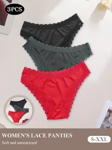 3-Pack Satin Bikini Underwear Set, Triangle Bikini Bottoms, Silk Trim Ultra-Smooth Briefs, Ideal for Daily Wear & Lingerie, Comfortable & Stylish