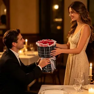Luxurious 19-stem red rose bouquet bucket with gift bag + string lights. High-end luxury. Mother's Day gift. Birthday gift. Valentine's Day gift. Wedding proposal bouquet. Decoration. Party and date gift. Gift for friends and girlfriends on holidays