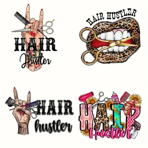 6-Piece DIY Heat Transfer Stickers, Washable, Suitable for T-Shirts, Masks, Jeans, Backpacks, Trendy Hairstyle Stickers, DIY Craft Supplies, DIY Products