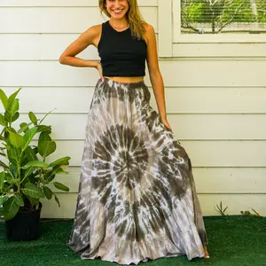 Tie Dye Tiered Hippie Maxi Boho Skirt