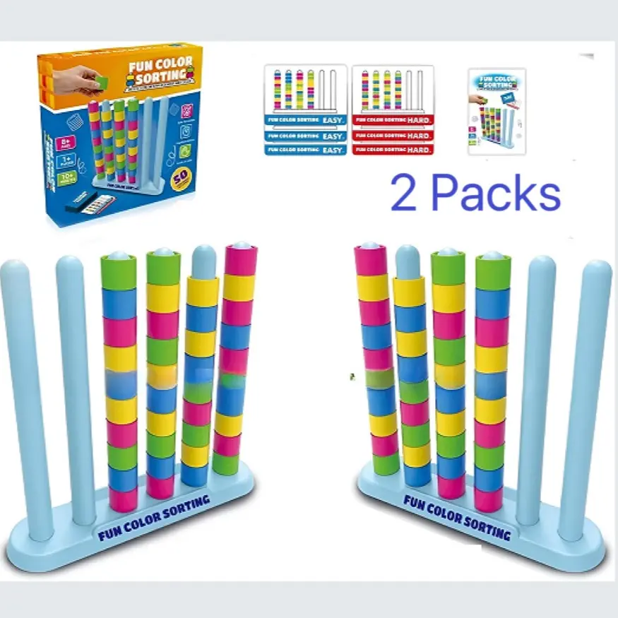 Color Stack Challenge - Fast-Paced Family Puzzle Stacking Game for Adults & Teens | Fun Logic Brain Teaser & Party Game | Includes 50 Challenge Cards
