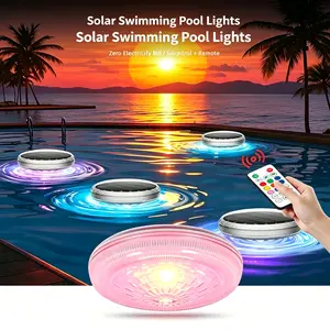 1-Pack Solar Powered Floating Pool Lights, Remote Control with 9 Lighting, Timing Mode, IP67 Waterproof for Swimming Pool, Pool Party, Bathroom, Bathtub, Garden