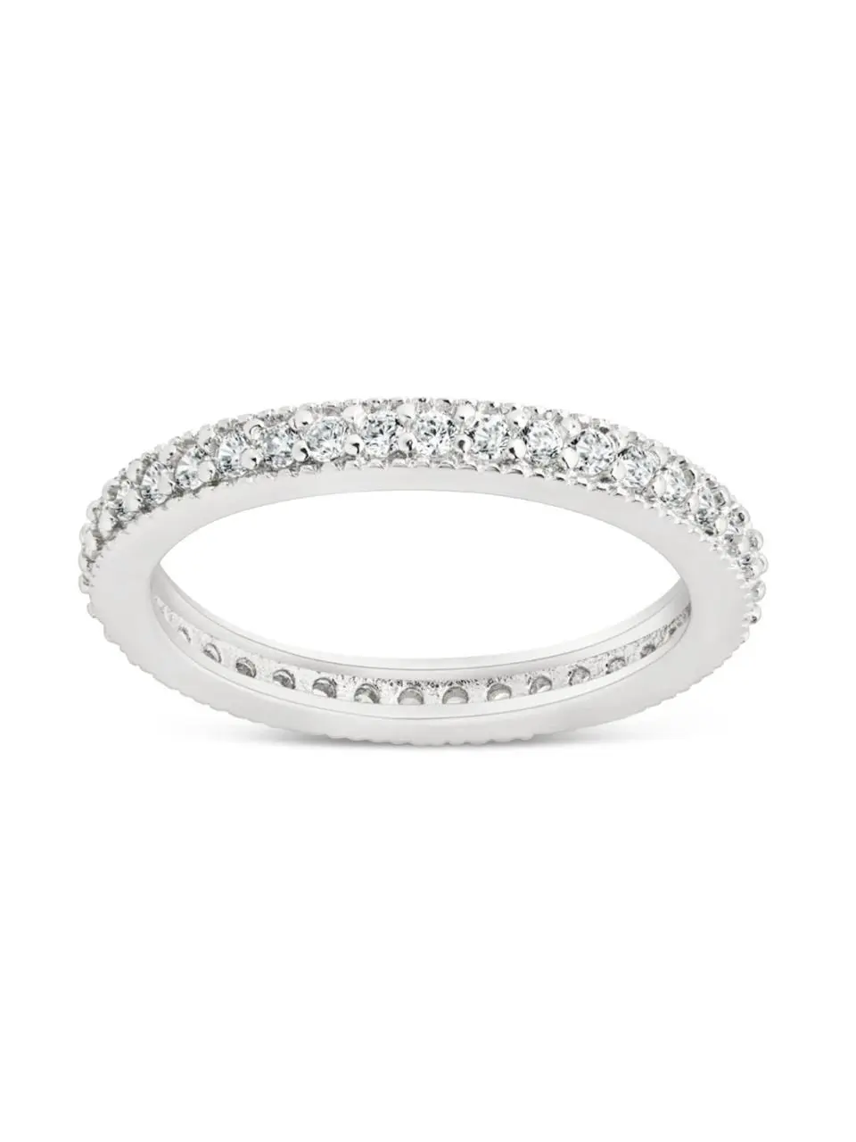 Sterling Silver Thin CZ Band Ring