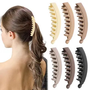 6 PCS Banana Hair Clips, Brown Banana Clips for Women Girls, Large Claw Clips for Thick Thin Hair, 5.3 In Hair Clips for Ponytail Holders, Women Hair Accessories Gifts