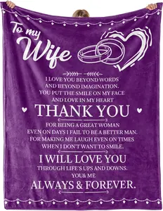 Christmas Anniversary Romantic Gifts for Wife Women 2024, Wife Ideas, Gifts for Wife Christmas Unique from Husband, Wife Gifts from Husband, The Perfect to My Wife Blanket 60" x 50"
