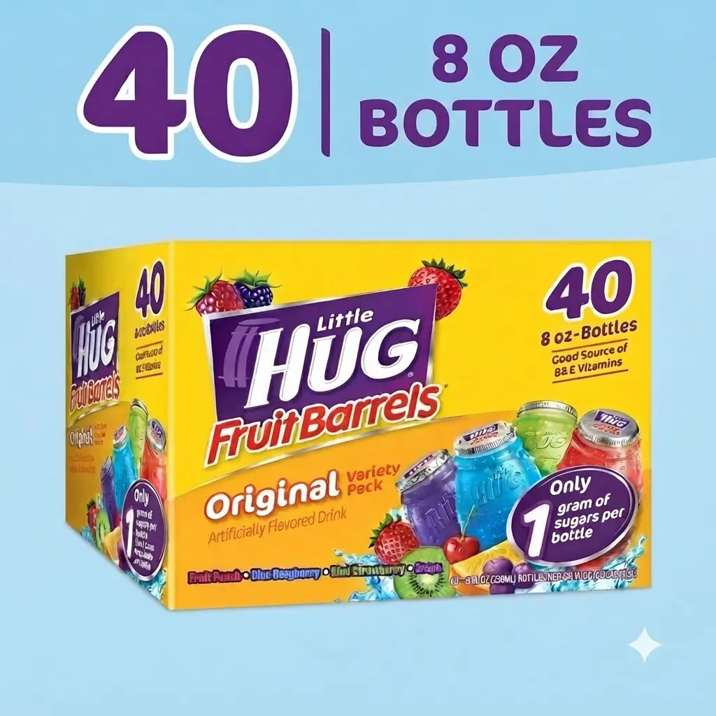 Little HUG Fruit Barrels Original Kids Drinks Variety Pack 40 Count 8 fl oz Low Sugar Shelf Stable Kids Fruit Drinks